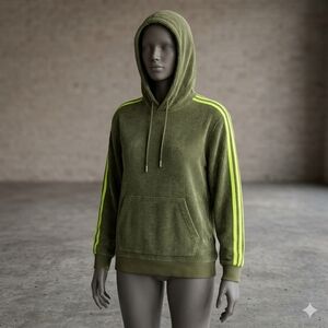 Adidas x Ivy Park Corduroy Hoodie Green Neon Stripes Beyonce Unisex Size Small